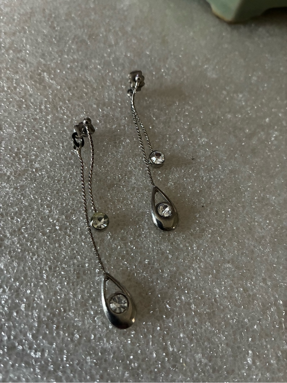 Lila Sophia Silver Teardrop Dangle Earrings with Crystal Accent - Women Jewelry